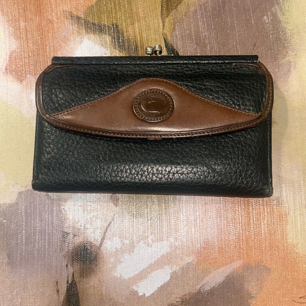 Dooney & Bourke Black and Brown Leather Wallet